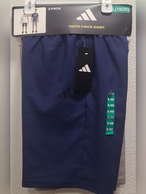 adidas 2 Pack Navy Youth Athletic Shorts with Logo